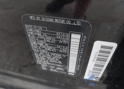 2020 Infiniti Qx50 Essential z USA, uszkodzony, nr VIN 3PCAJ5M1XLF114904